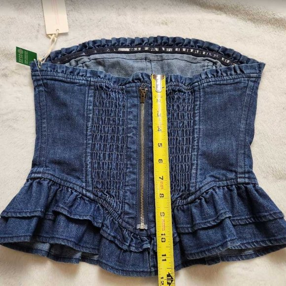 New women's M Gap x LoveShackFancy denim corset top - Picture 9 of 11